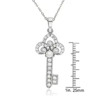 10kt 18" Fancy Key With Cubic Pendant Necklace