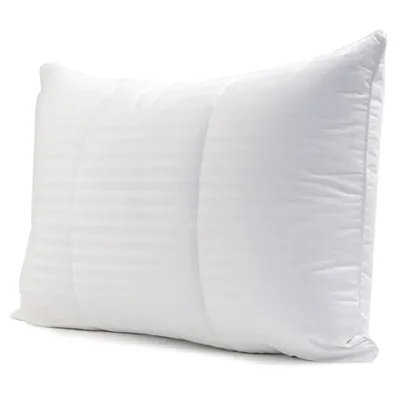 Firenze Feather And Down Pillow, Cotton Stripes 323 Thread Count, Hypoallergenic, Made Montreal