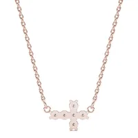 14k Rose Gold Moissanite Petite Sideways Cross Necklace, 0.18cttw Dew