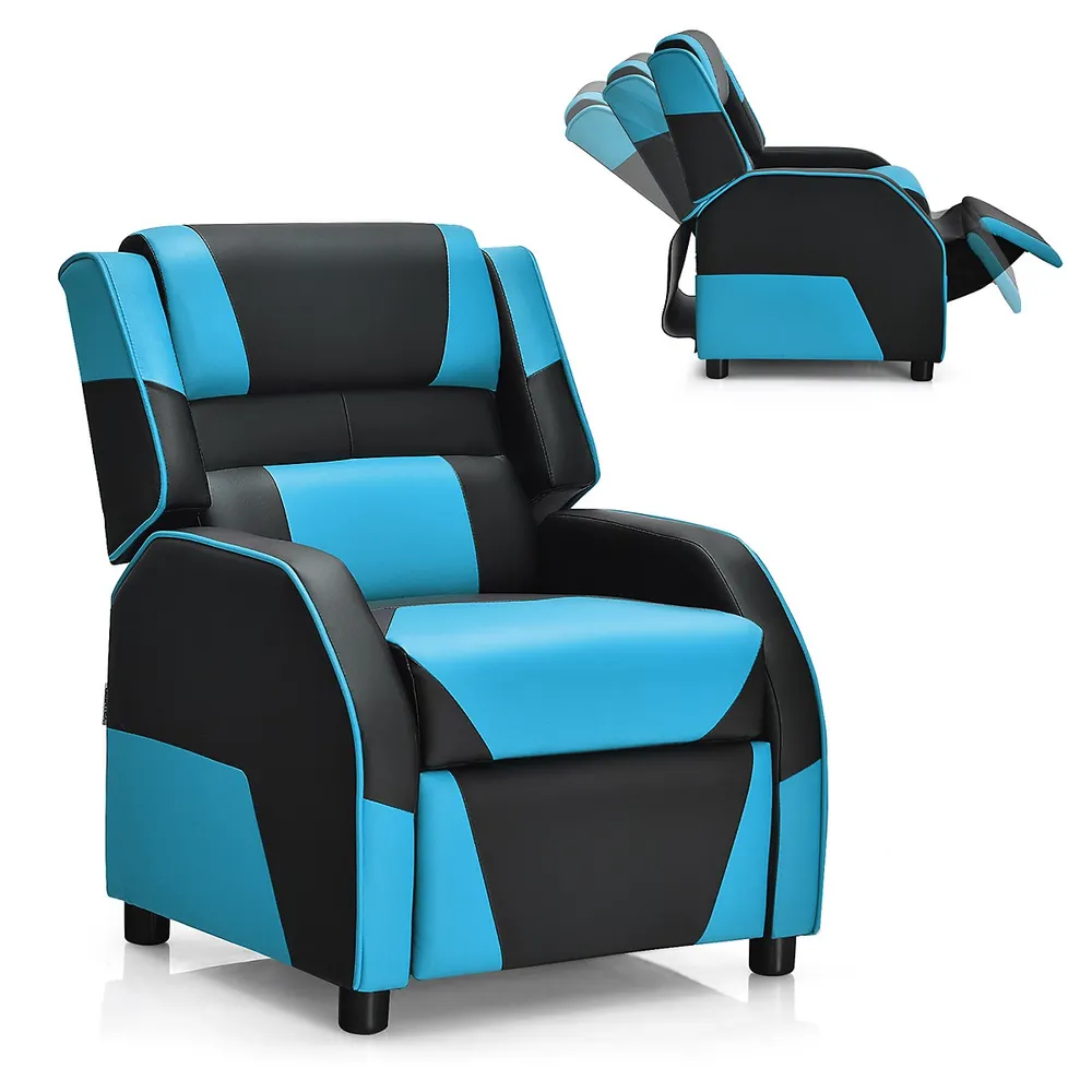Cozy Kids’ Reclining Chair w/ Adjustable Backrest & Footrest & Side Pocket  Brown