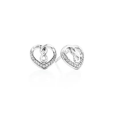 Heart Infinitas Earring With 0.12 Carat Tw Of Diamonds In Sterling Silver