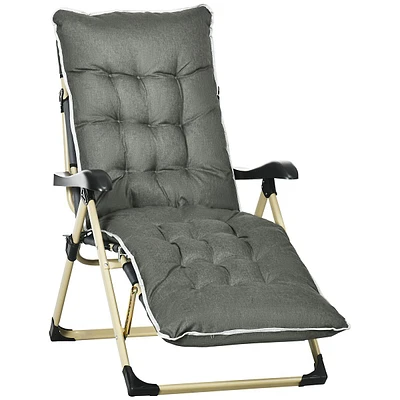 Outdoor Folding Reclining Lounge Chair, Adjustable Back
