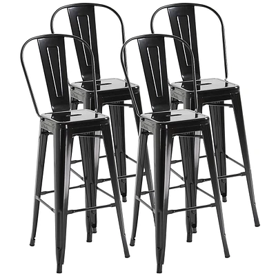 Metal Barstools Set Of 4 Black