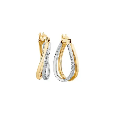 Huggie Earrings In 10kt Yellow & White Gold