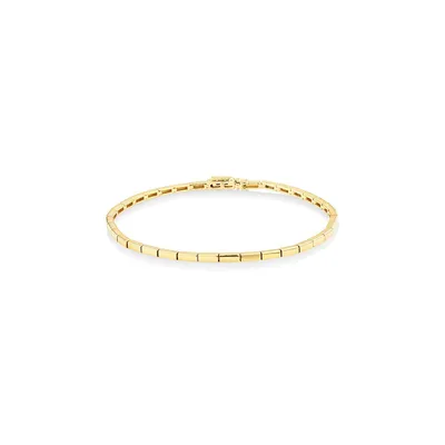 Rectangular Link Metal Tennis Bracelet In 10kt Yellow Gold