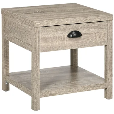 Nightstand With Charging Station Drawer And Shelf