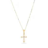10kt 18" Small Cross With Cubic Zirconia