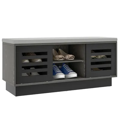 Shoe Storage Bench With Cushion Shoe Storage Organizer Shoe Rack Entryway Grey/natural