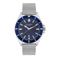 Men's Lc07353.390 3 Hand Silver Watch With A Silver Mesh Band And A Blue Dial