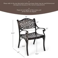 2pcs Patio Dining Bistro Chair All Weather Cast Aluminum Armrest Garden