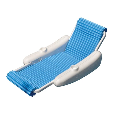 66" White And Blue Rippled Float Sunchaser Swimming Pool Lounge Chair