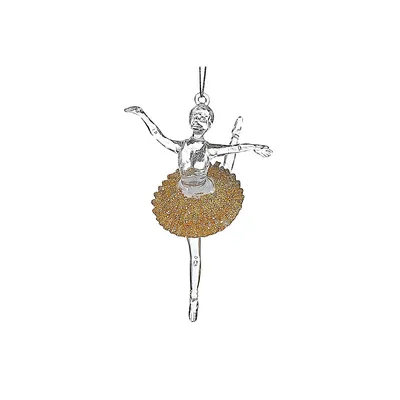 Christmas Acrylic With Gold Ornament Ballerina - Set Of 12