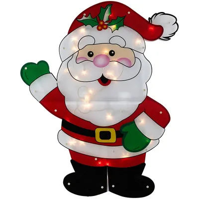 30.5" Lighted 2 Dimensional Santa Claus Christmas Outdoor Decoration