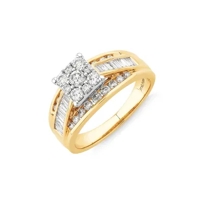 Engagement Ring With 1.00 Carat Tw Of Diamonds In 14kt White And Yellow Gold