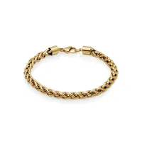 6mm Ionic-goldplated Stainless Steel Wheat Chain Bracelet