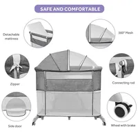 4-in-1 Baby Bassinet, Baby Sleeper Cradle Bedside Crib Bed, Portable Baby Playard Playpen With Mosquito Net And Mattress