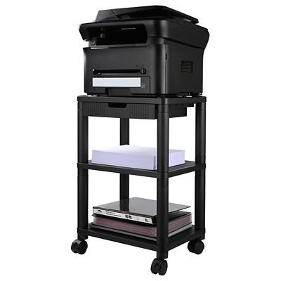 3-tier Printer Stand With Drawer Mobile Printer Stand Cart With 4 Swivel Wheels