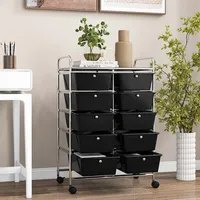 10-drawer Storage Cart Utility Rolling Trolley Kitchen Office Organizer
