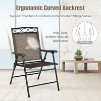Set Of 4 Patio Folding Chairs Sling Portable Dining Chair Set W/ Armrest