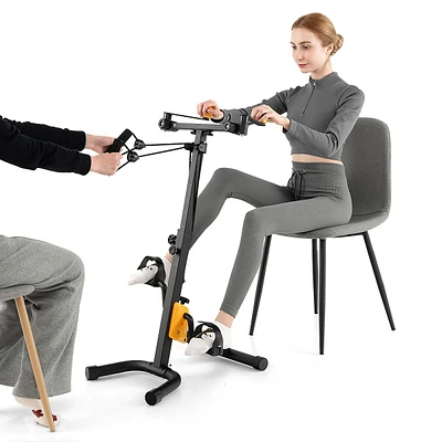 Folding Pedal Exercise Bike With Adjustable Resistance Full Body Home Rehab Machine