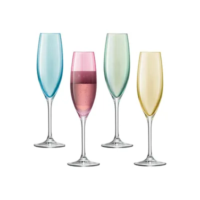 Polka Set of 4 Glass Champagne Flutes
