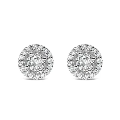 14k White Gold 3/4 Cttw Lab Grown Diamond Solitaire With Halo Stud Earrings (g-h Color, Vs2-si1 Clarity)