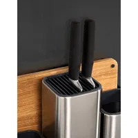 CounterStore Two-Piece Utensil Organizer & Non-Slip Oak Cutting Board Set