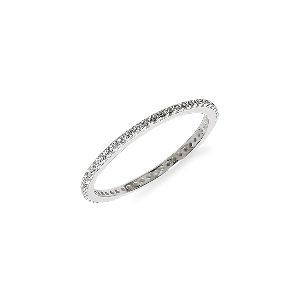 Silver & Paved Crystal Slim Ring