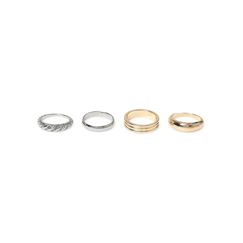 4-Pack Essential Mixed Metal Rings