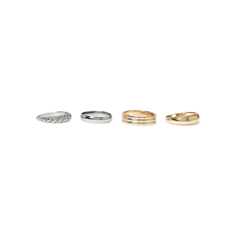 4-Pack Essential Mixed Metal Rings