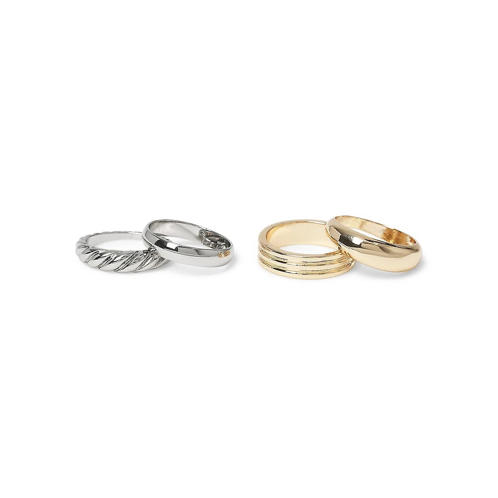 4-Pack Essential Mixed Metal Rings