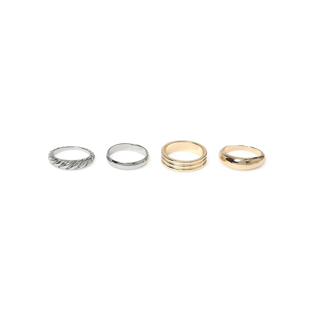 4-Pack Essential Mixed Metal Rings