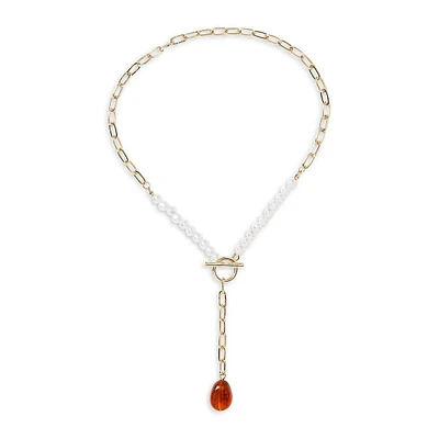 Goldtone Link Drop Necklace