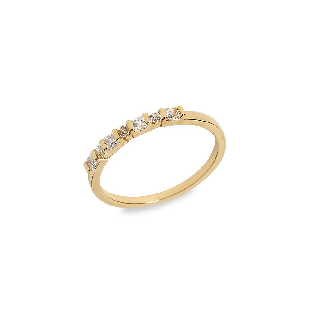 Goldtone Sterling Silver & Cubic Zirconia Ring