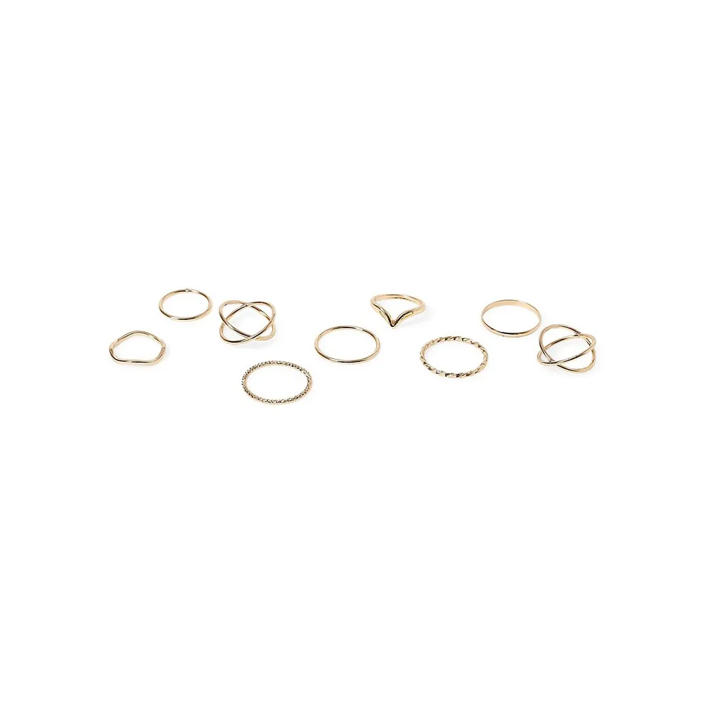 Linked 9-Piece Midi Mixed Band Ring