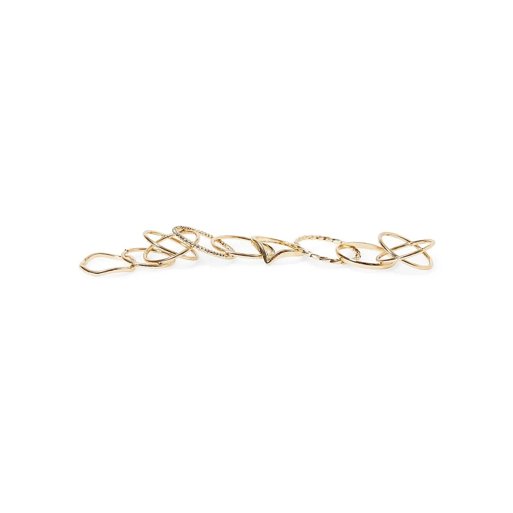 Linked 9-Piece Midi Mixed Band Ring