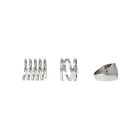 Silvertone Linked 3-Piece Rhodium Metal Ring Set