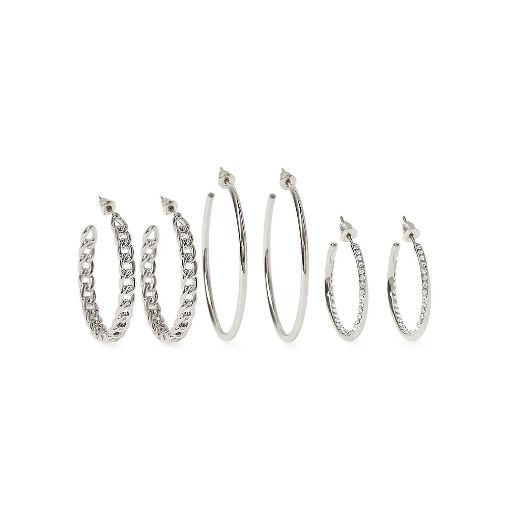 3-Pair Hoop Wall Chain Hoop Earrings Pack