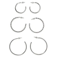 3-Pair Hoop Wall Chain Hoop Earrings Pack