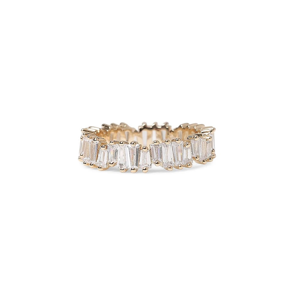 Goldplated Baguette-Cut Crystal Infinity Ring