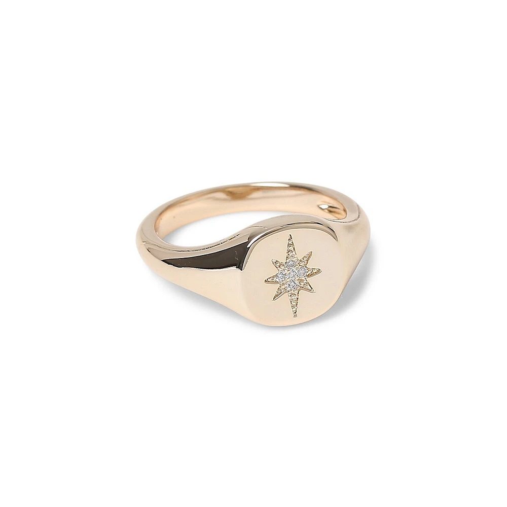 Crystal Star & Rose Goldtone Ring