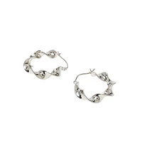 Silvertone Twist Hoop Earrings