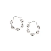 Silvertone Twist Hoop Earrings