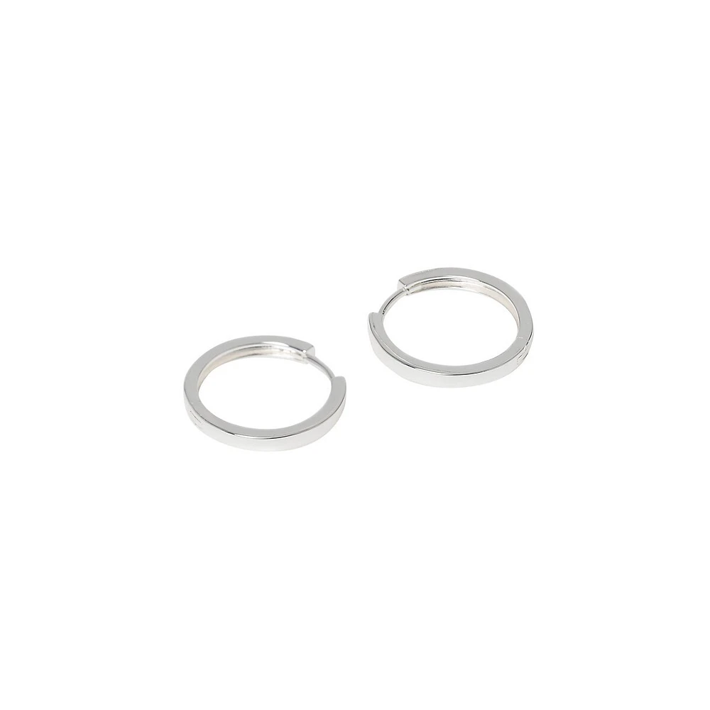 Silvertone Squared Hoop Earrings