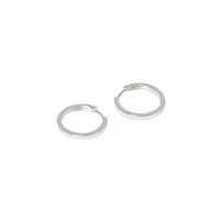 Silvertone Squared Hoop Earrings