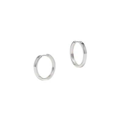 Silvertone Squared Hoop Earrings