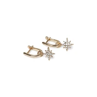 Goldplated Crystal U-Hoop Star-Drop Earrings