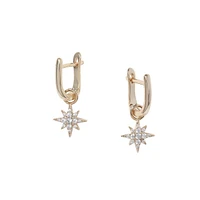 Goldplated Crystal U-Hoop Star-Drop Earrings