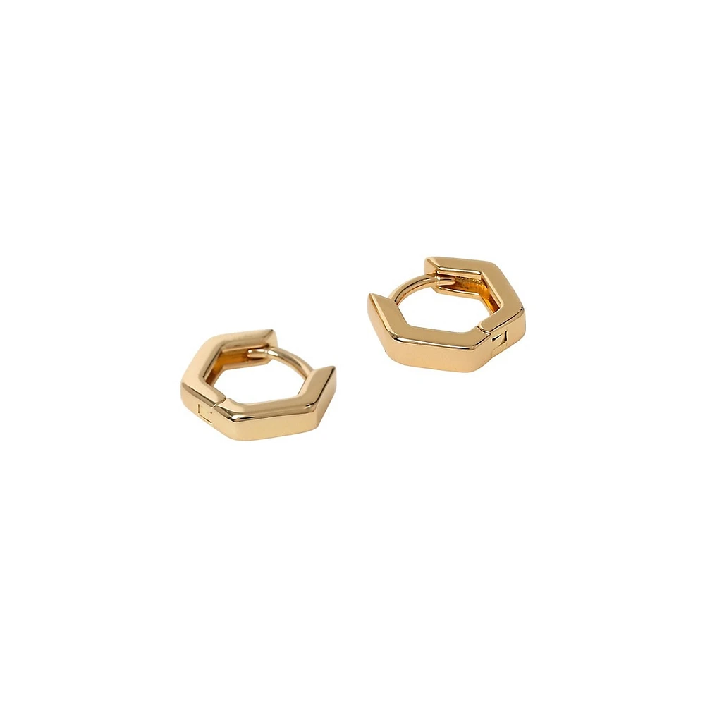 Goldplated Hexagonal Huggie Hoop Earrings