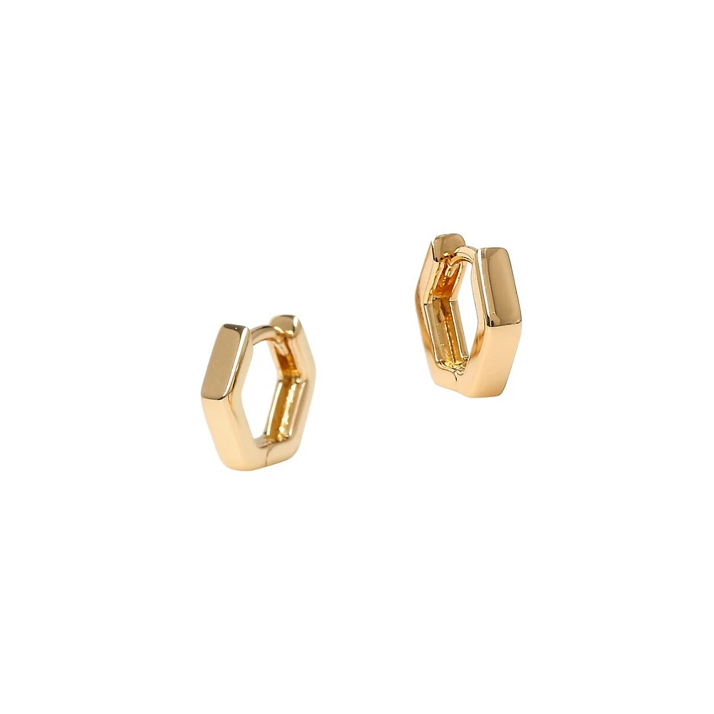 Goldplated Hexagonal Huggie Hoop Earrings